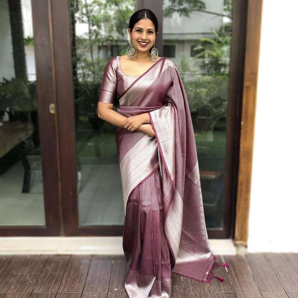 Regal Brown Soft Silk Saree With Propinquity Blouse Piece