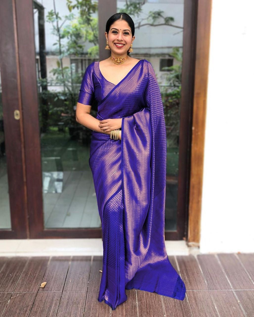 Radiant Blue Soft Silk Saree With Unique Blouse Piece