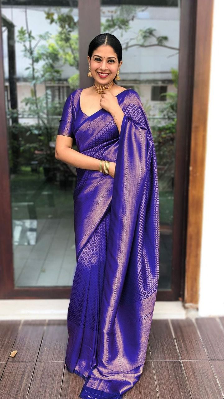 Radiant Blue Soft Silk Saree With Unique Blouse Piece