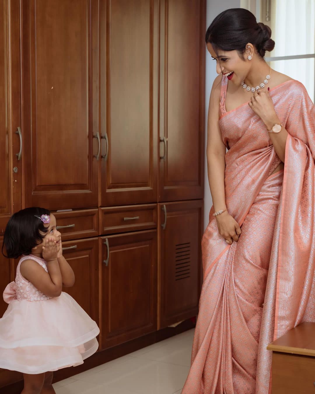 Trendy Peach Soft Silk Saree With Lovely Blouse Piece