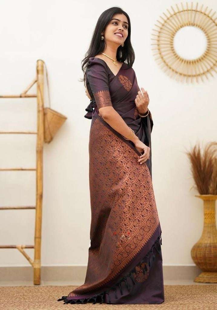 Gossamer Purple Soft Silk Saree With Seraglio Blouse Piece