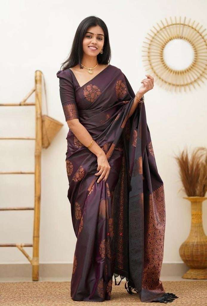 Gossamer Purple Soft Silk Saree With Seraglio Blouse Piece