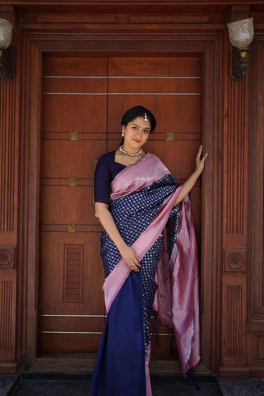 Wonderous Blue Soft Silk Saree With Amazing Blouse Piece