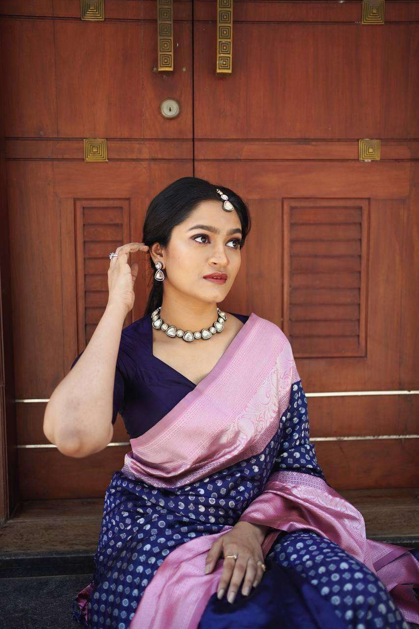 Wonderous Blue Soft Silk Saree With Amazing Blouse Piece