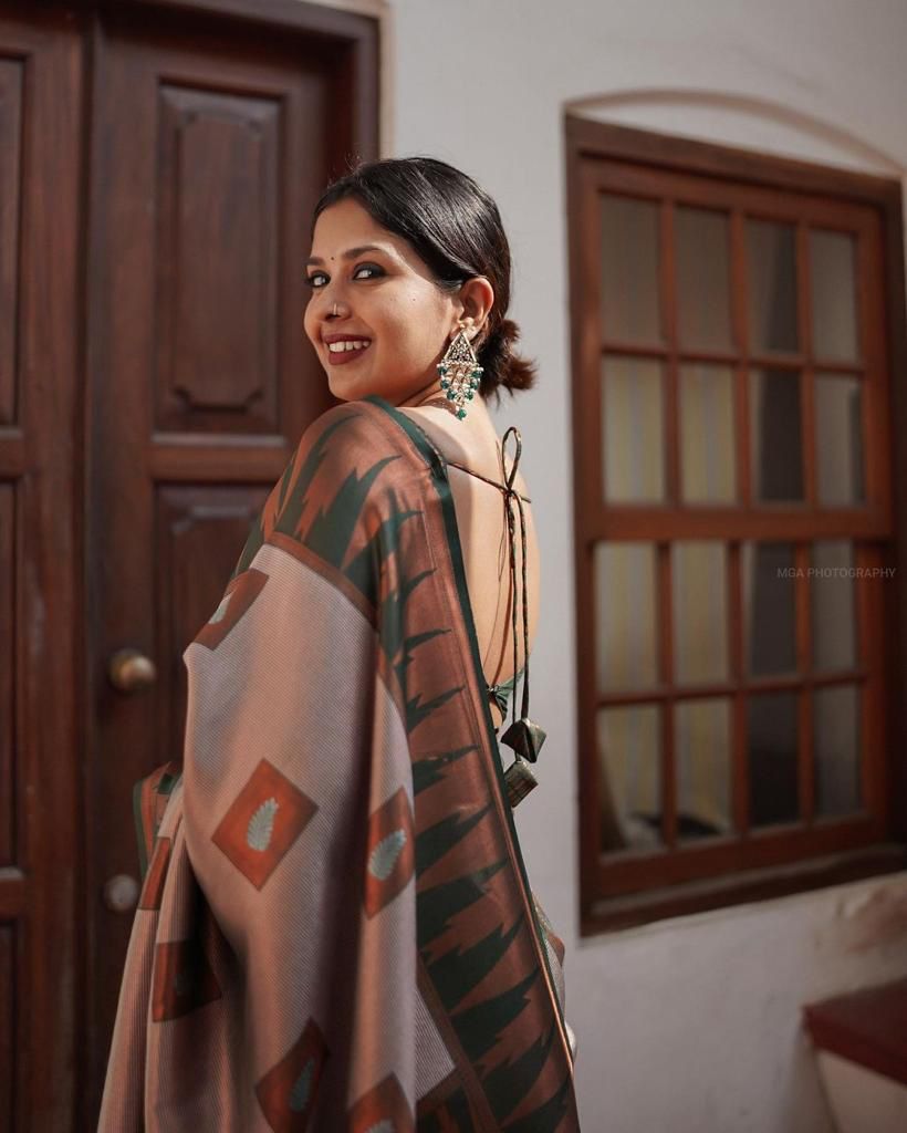 Winsome Grey Soft Silk Saree With Fantastic Blouse Piece