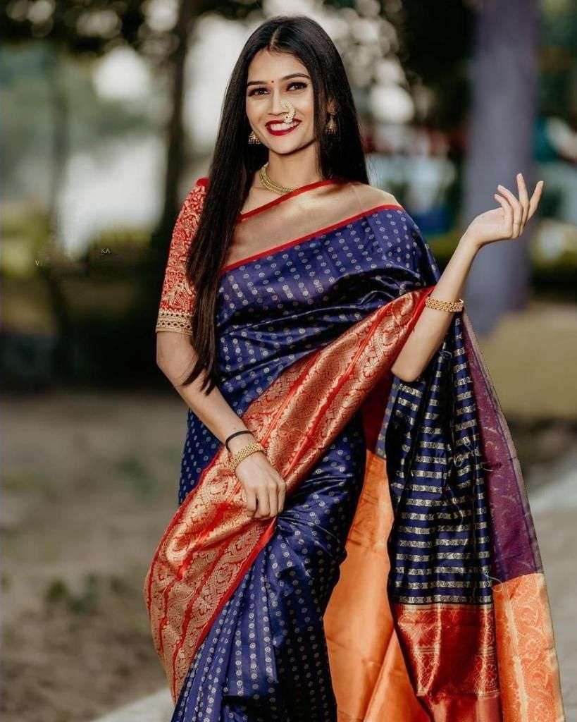 Enthralling Blue Soft Silk Saree With Amazing Blouse Piece