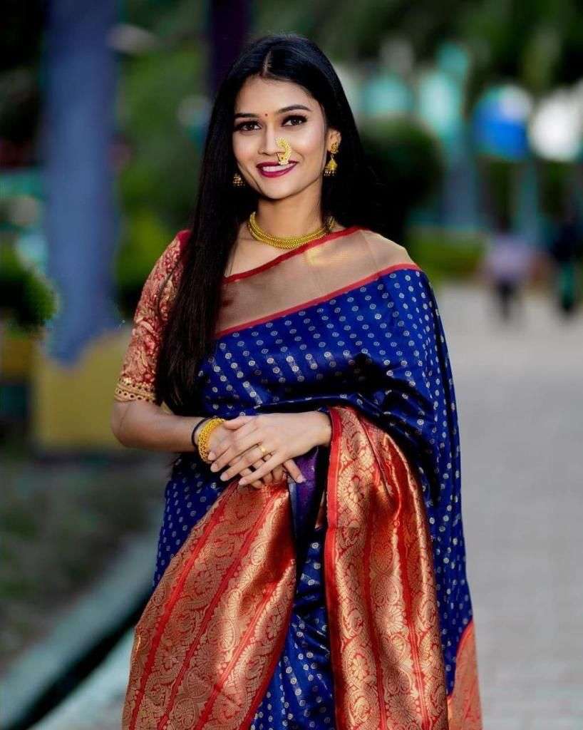 Enthralling Blue Soft Silk Saree With Amazing Blouse Piece