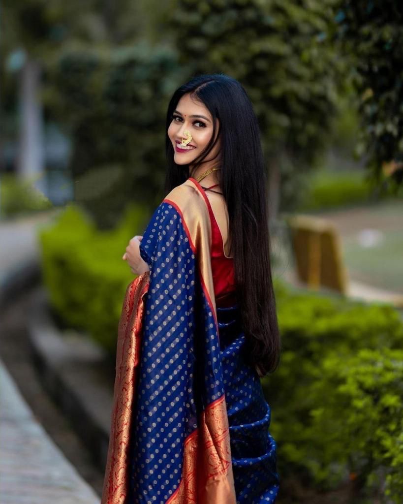Enthralling Blue Soft Silk Saree With Amazing Blouse Piece
