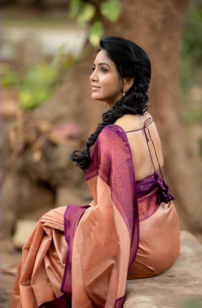 Glorious Peach Soft Silk Saree With Spectacular Blouse Piece