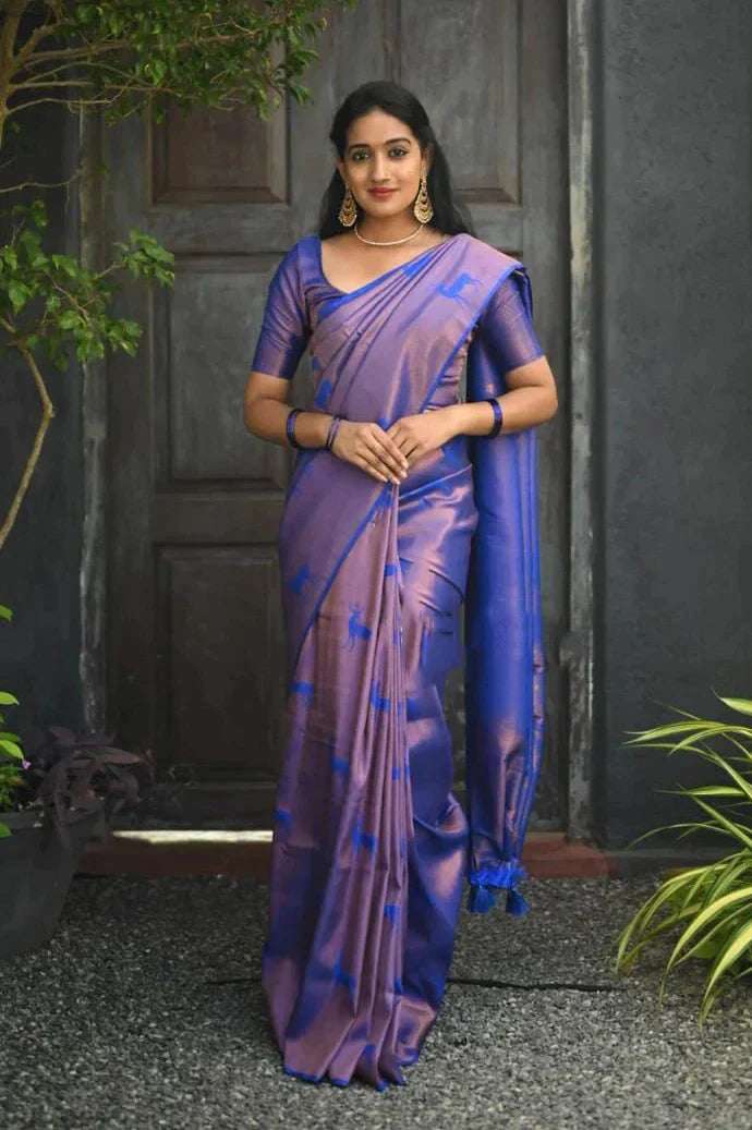 Susurrous Royal Blue Soft Silk Saree With Unique Blouse Piece