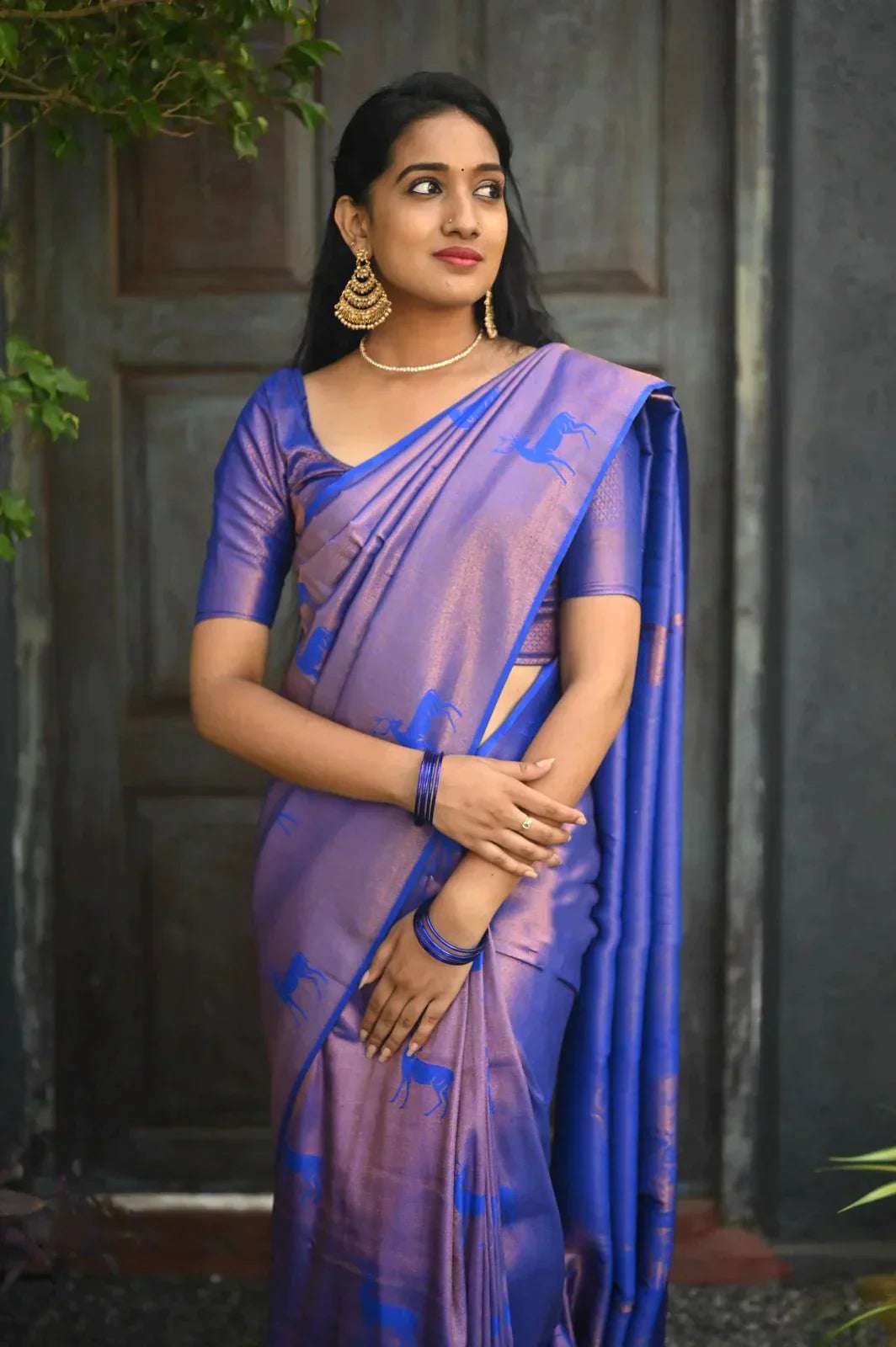Susurrous Royal Blue Soft Silk Saree With Unique Blouse Piece