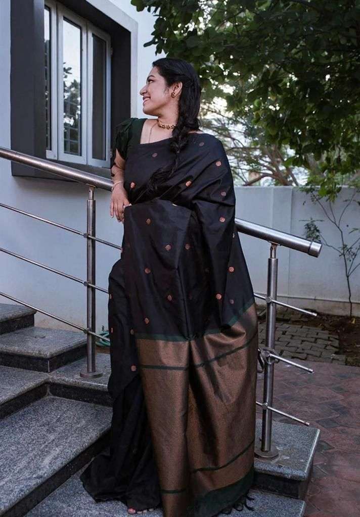 Nemesis Black Soft Silk Saree With Excellent Blouse Piece