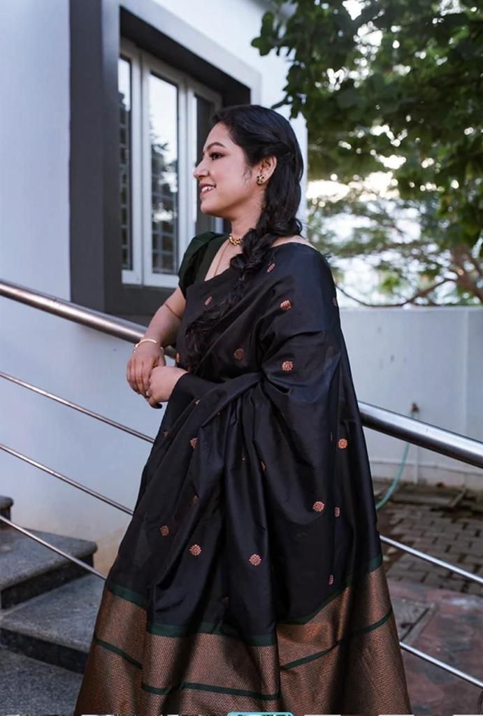 Nemesis Black Soft Silk Saree With Excellent Blouse Piece