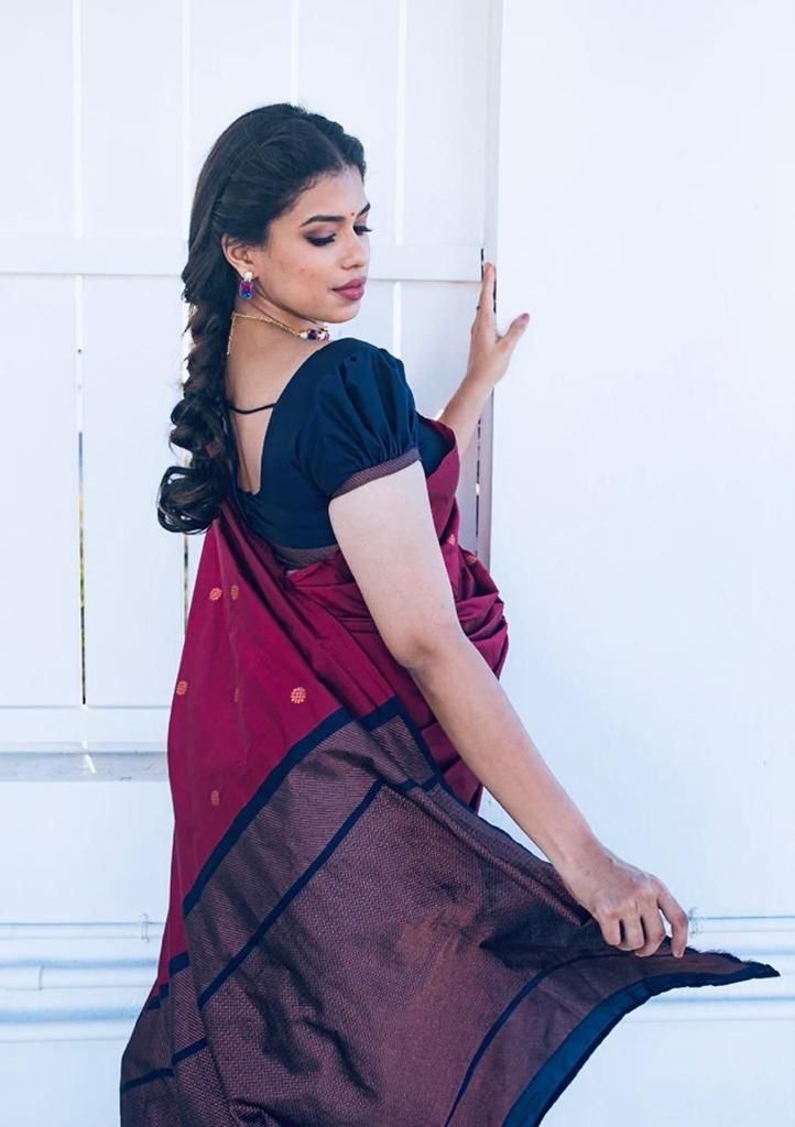 Susurrous Wine Soft Silk Saree With Excellent Blouse Piece