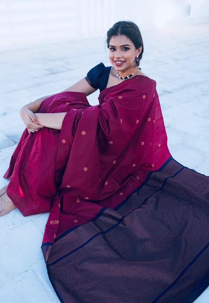 Susurrous Wine Soft Silk Saree With Excellent Blouse Piece
