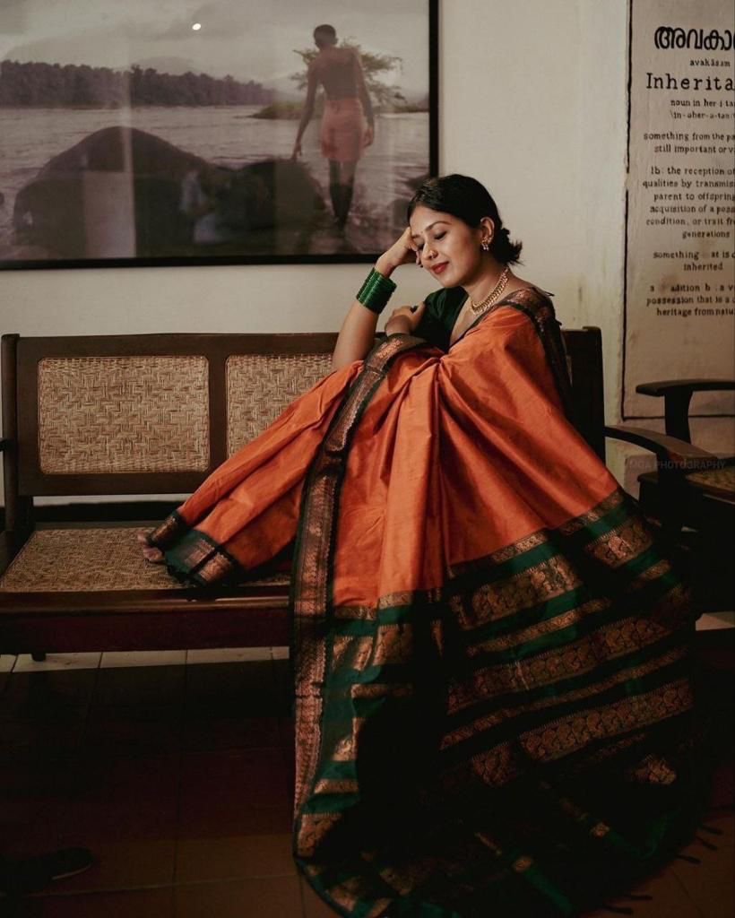 Dalliance Orange Soft Silk Saree With Mellifluous Blouse Piece