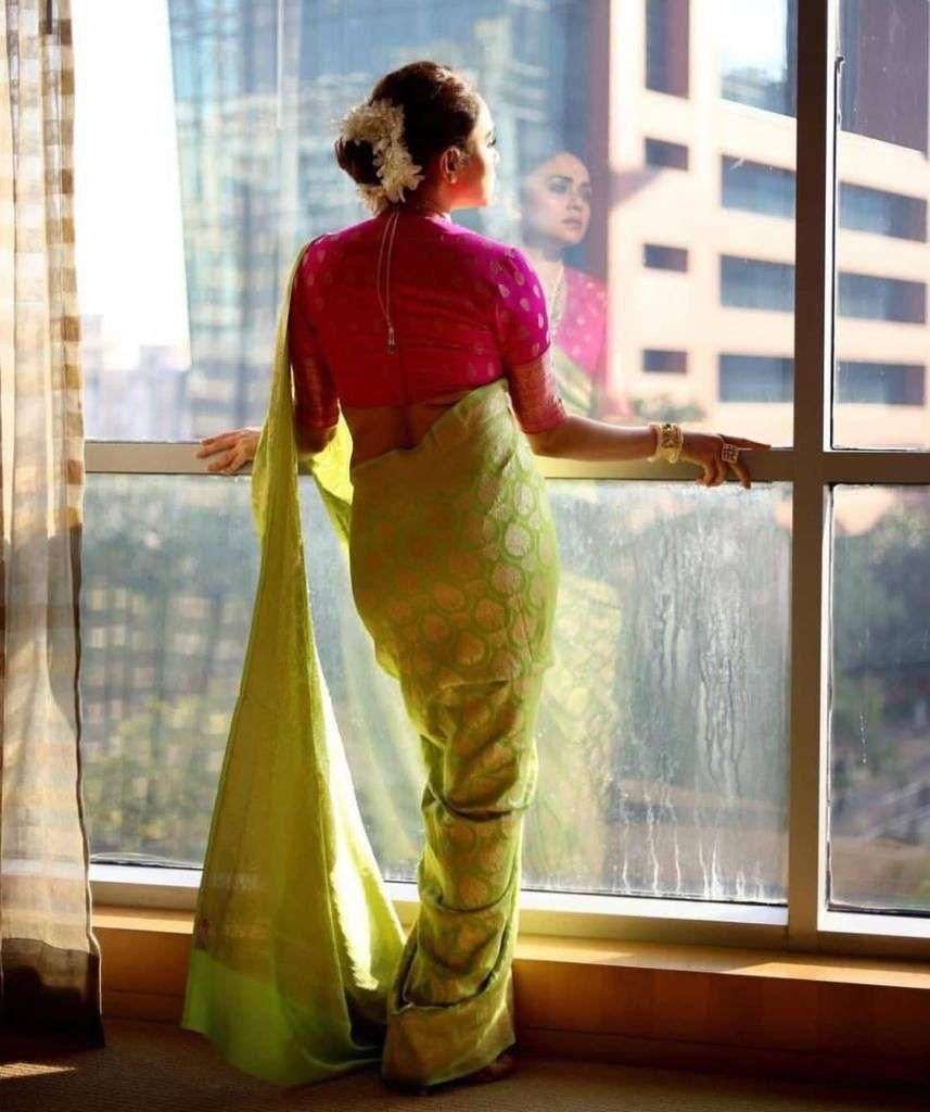 Mesmerizing Perot Banarasi Silk Saree With Classy Blouse Piece