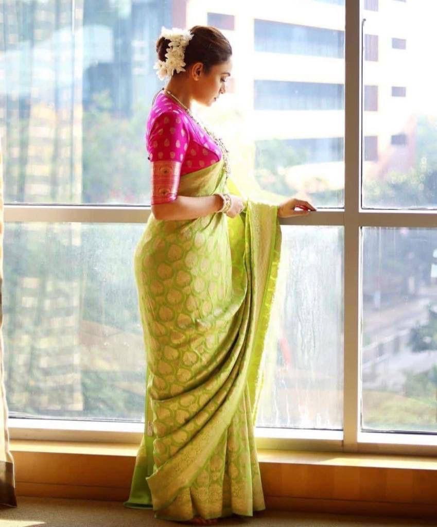 Mesmerizing Perot Banarasi Silk Saree With Classy Blouse Piece