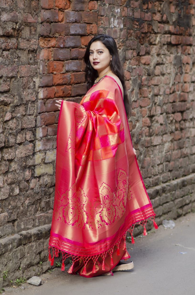 Lovely Pink Soft Silk Saree With Outstanding Blouse