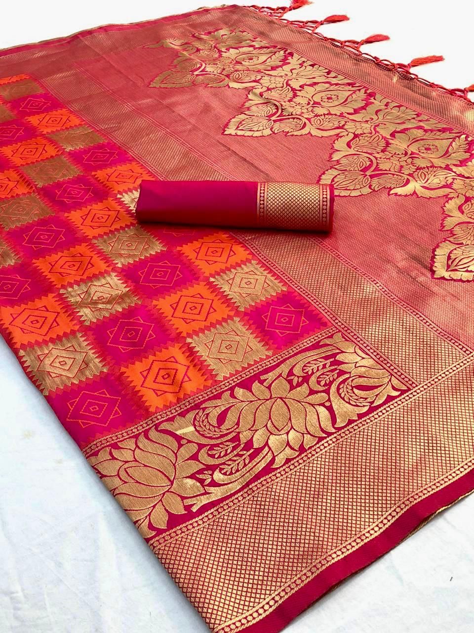 Lovely Pink Soft Silk Saree With Outstanding Blouse