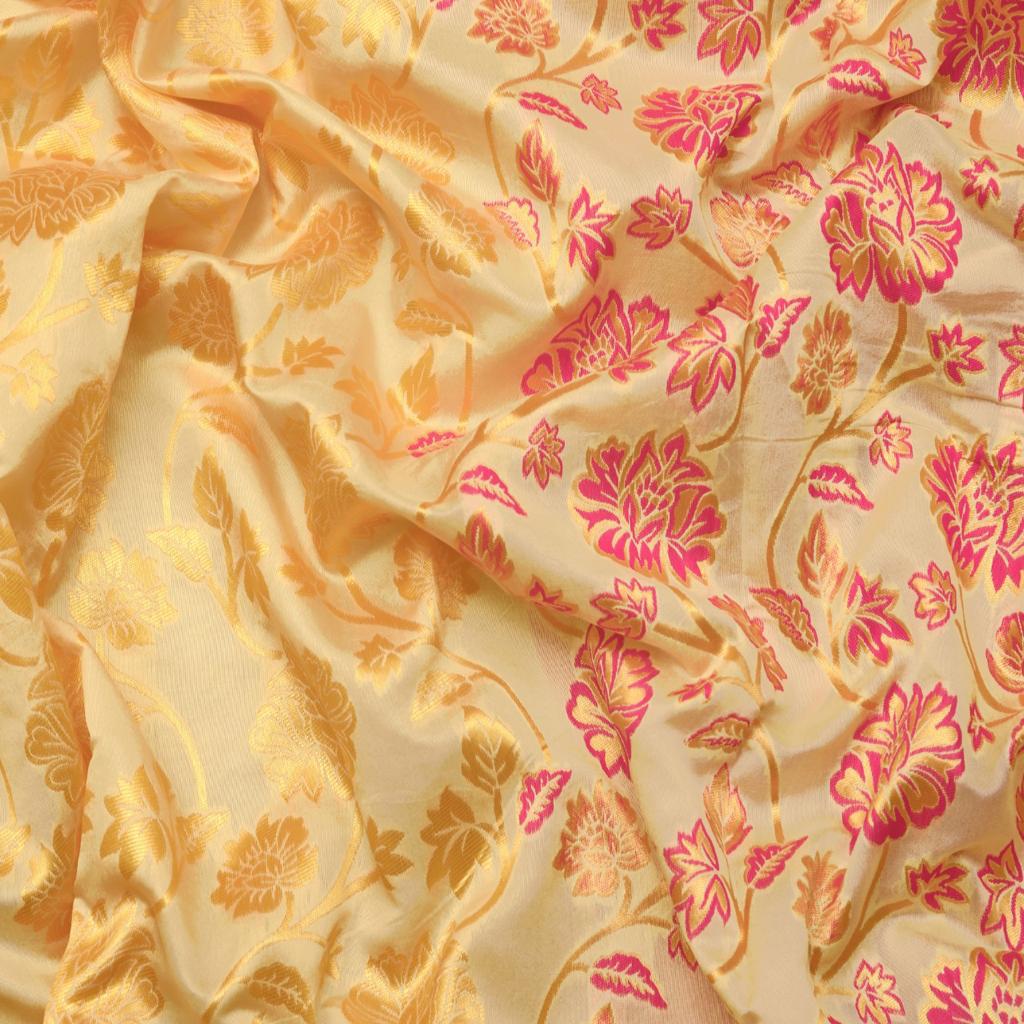 Breathtaking Beige Banarasi Silk Saree With Ethereal Blouse Piece