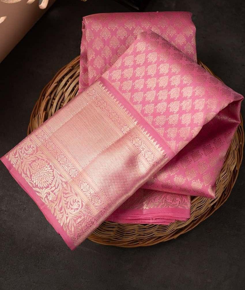 Enthralling Peach Soft Silk Saree With Trendy Blouse Piece
