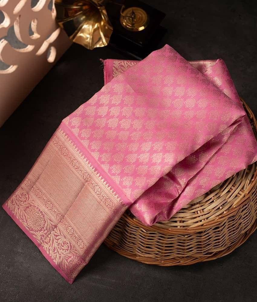Enthralling Peach Soft Silk Saree With Trendy Blouse Piece