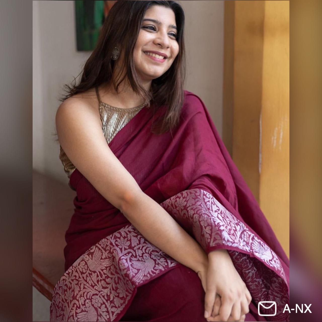 Enriching Wine Soft Silk Saree With Stylish Blouse Piece
