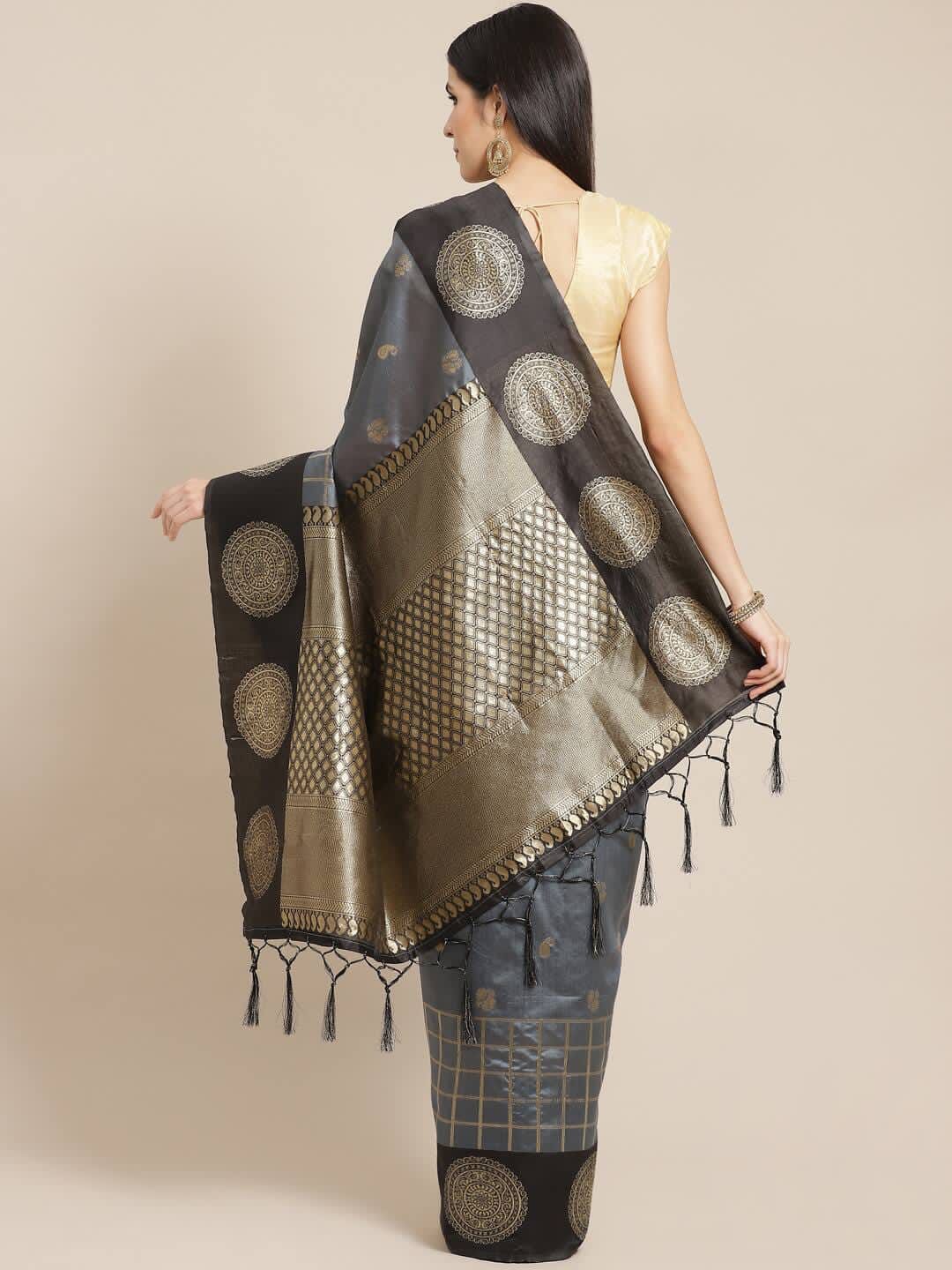 Luxurious Grey Soft Silk Saree With Trendy Blouse Piece