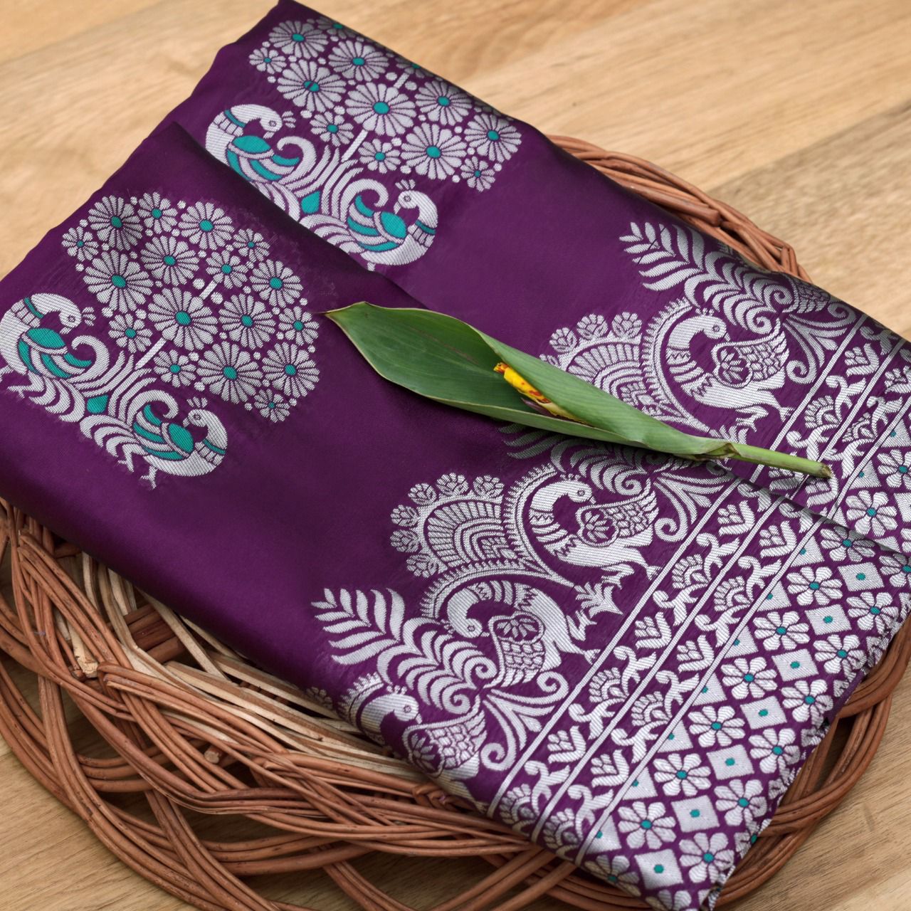 Mesmerizing Purple Banarasi Silk Saree With Alluring Blouse Piece