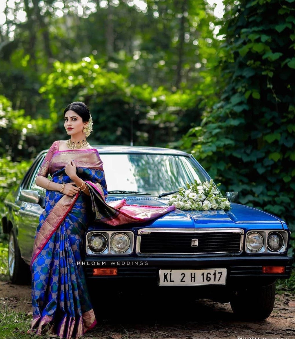 Fantabulous Blue Soft Silk Saree With Lovely Blouse Piece