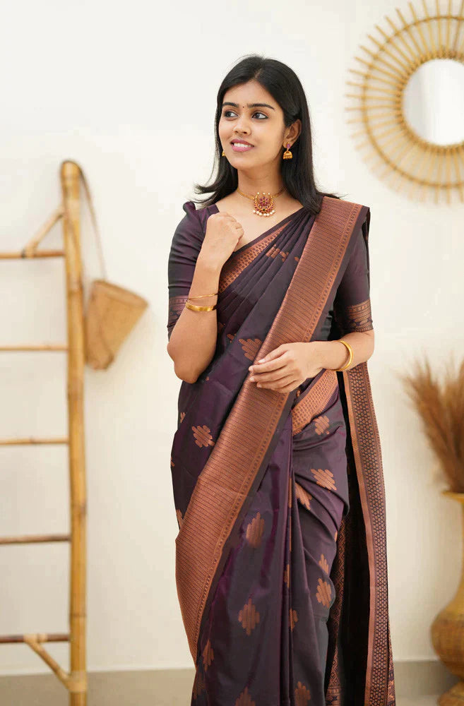 Enthralling Purple Soft Silk Saree With Vibrant Blouse Piece