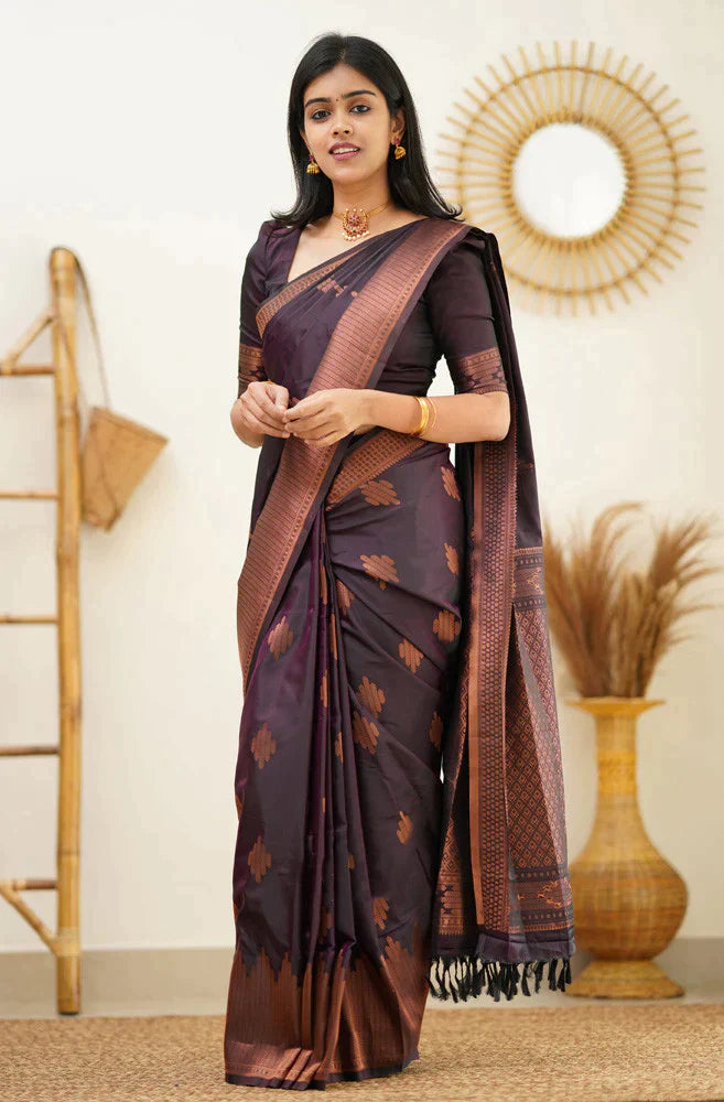 Enthralling Purple Soft Silk Saree With Vibrant Blouse Piece