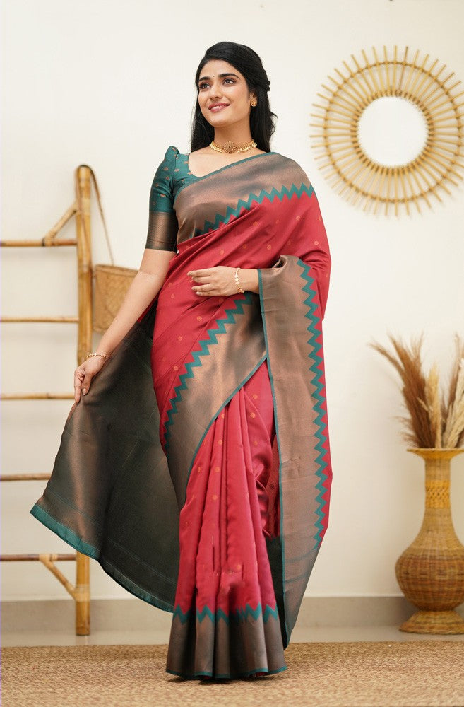 Wonderful Maroon Soft Silk Saree With Ravishing Blouse Piece