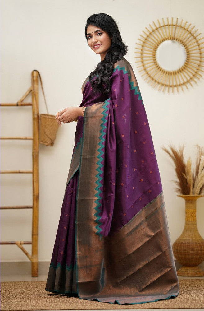 Alluring Purple Soft Silk Saree With Graceful Blouse Piece