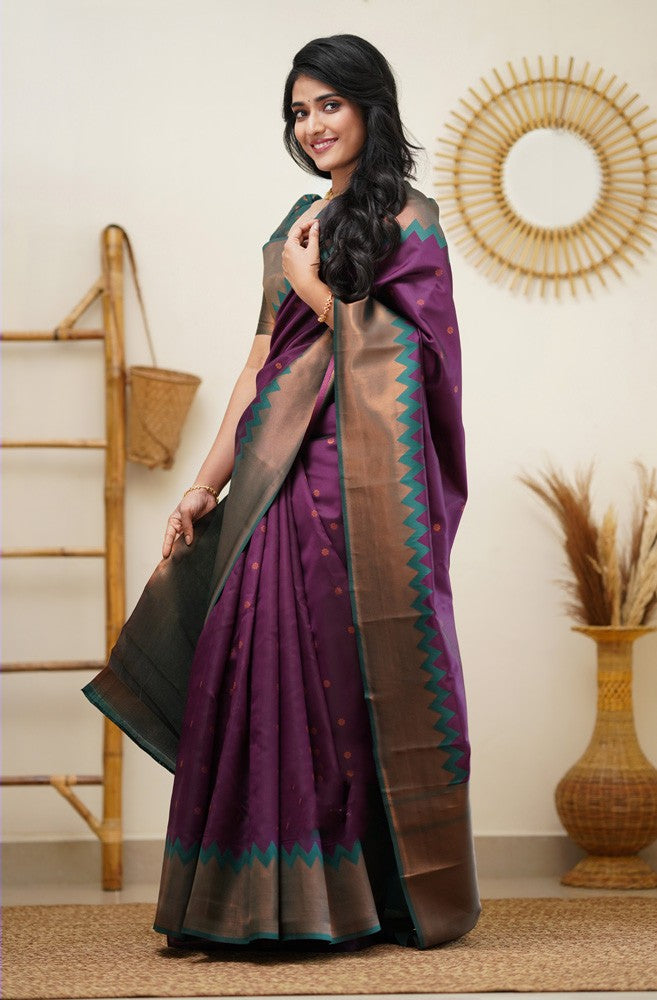 Alluring Purple Soft Silk Saree With Graceful Blouse Piece