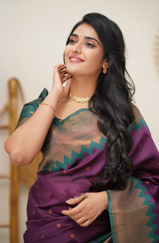Alluring Purple Soft Silk Saree With Graceful Blouse Piece