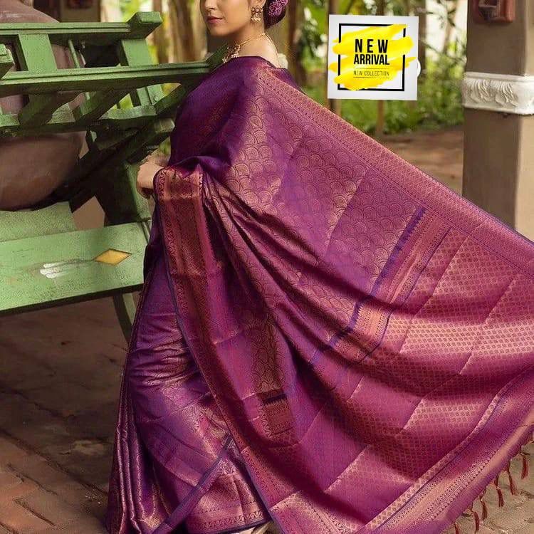 Majestic Purple Soft Silk Saree With Lovely Blouse Piece