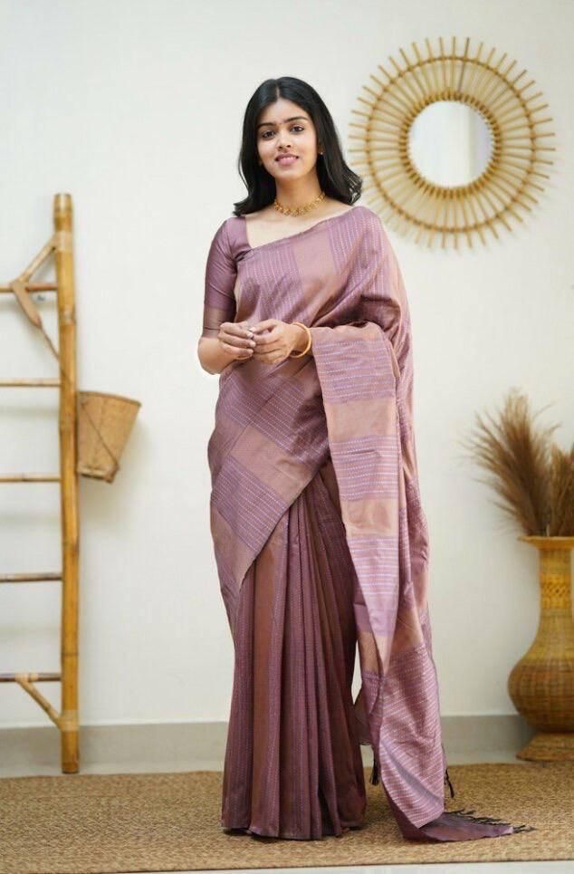Effusive Baby Pink Soft Silk Saree With Hypnotic Blouse Piece