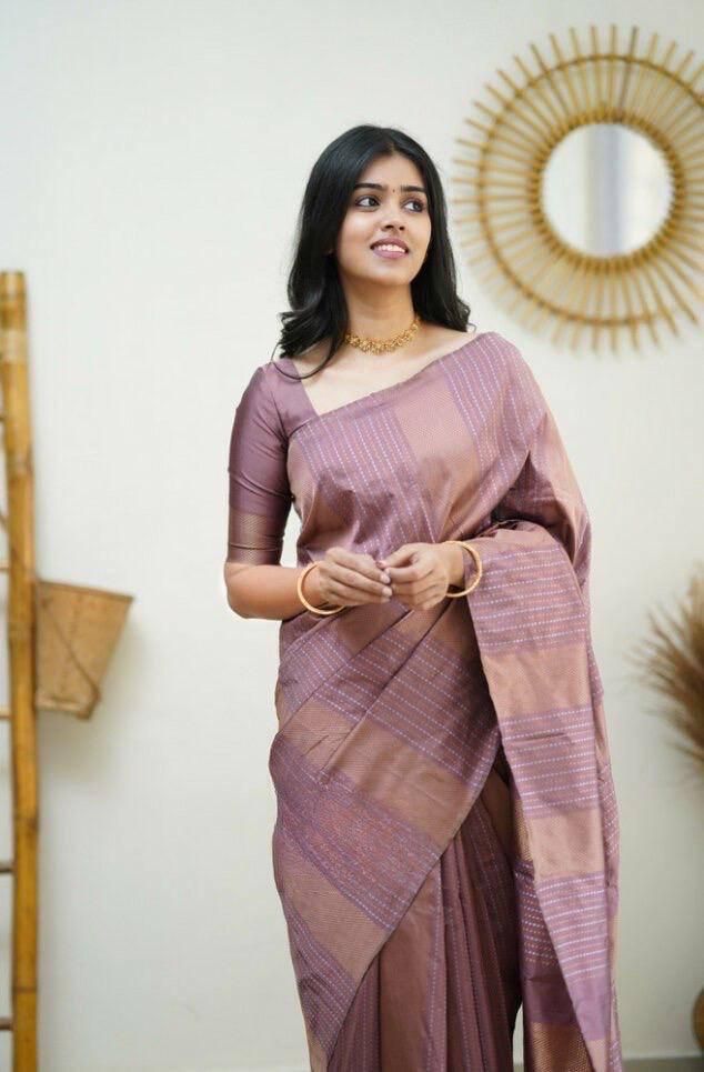 Effusive Baby Pink Soft Silk Saree With Hypnotic Blouse Piece