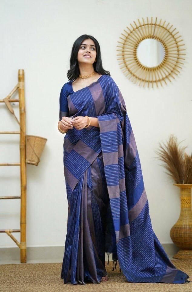 Sprightly Blue Soft Silk Saree With Dynamic Blouse Piece