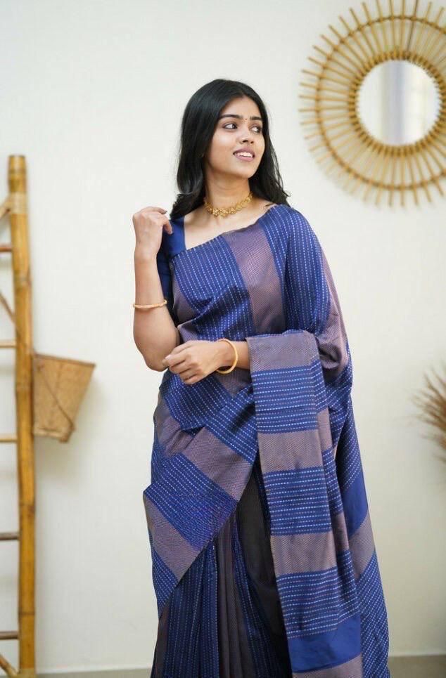 Sprightly Blue Soft Silk Saree With Dynamic Blouse Piece