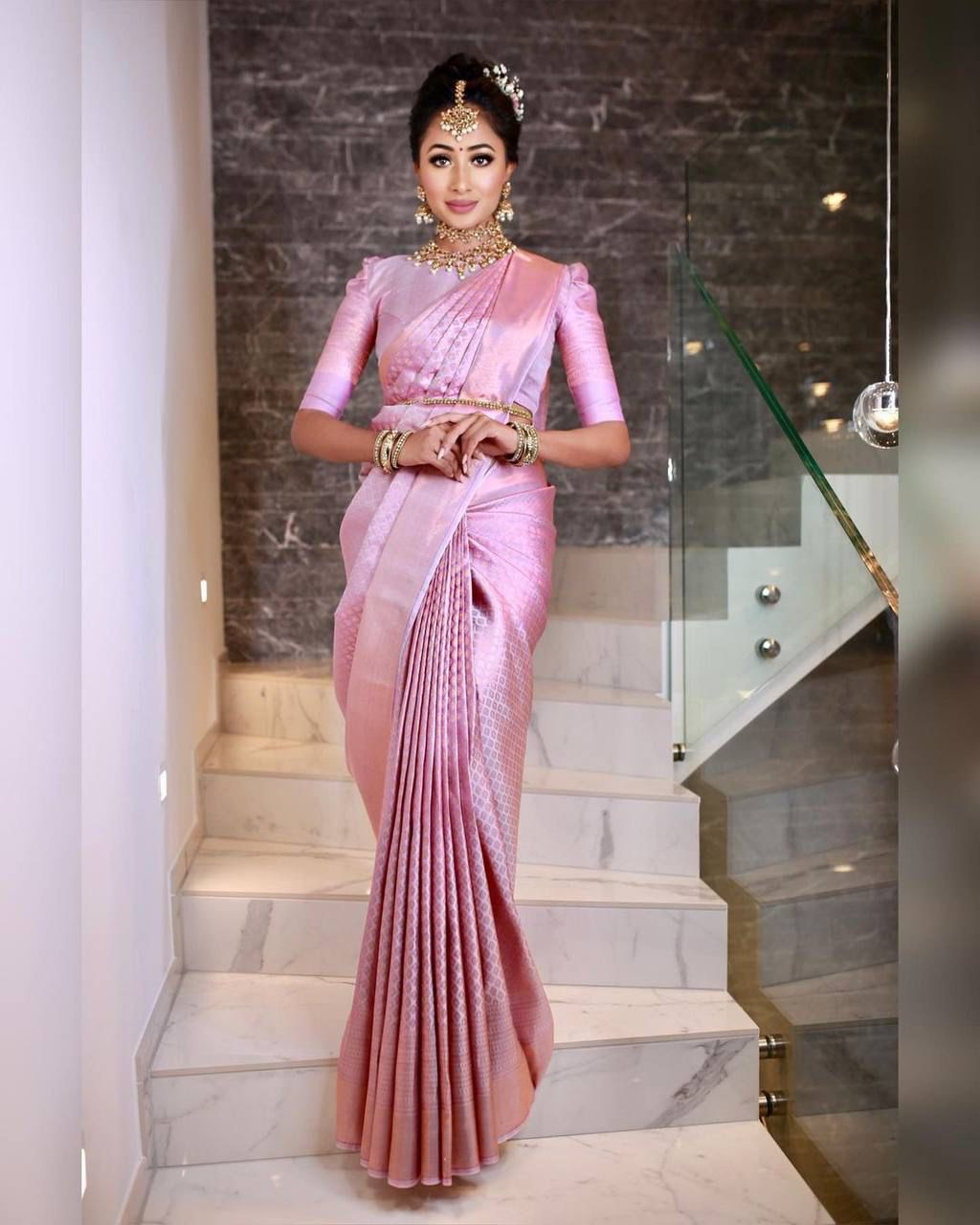 Nemesis Pink Soft Silk Saree With Stylish Blouse Piece