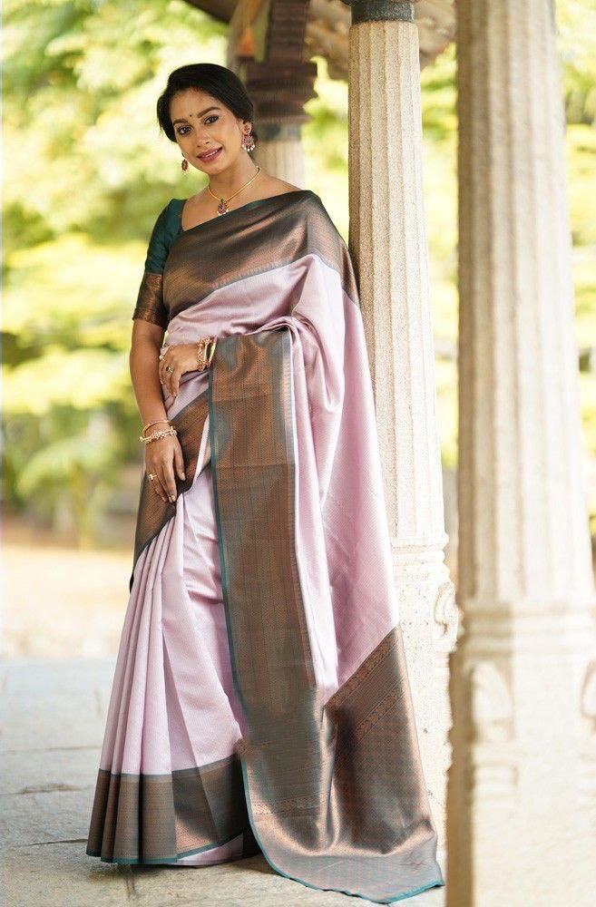 Gorgeous Baby Pink Soft Silk Saree With Graceful Blouse Piece