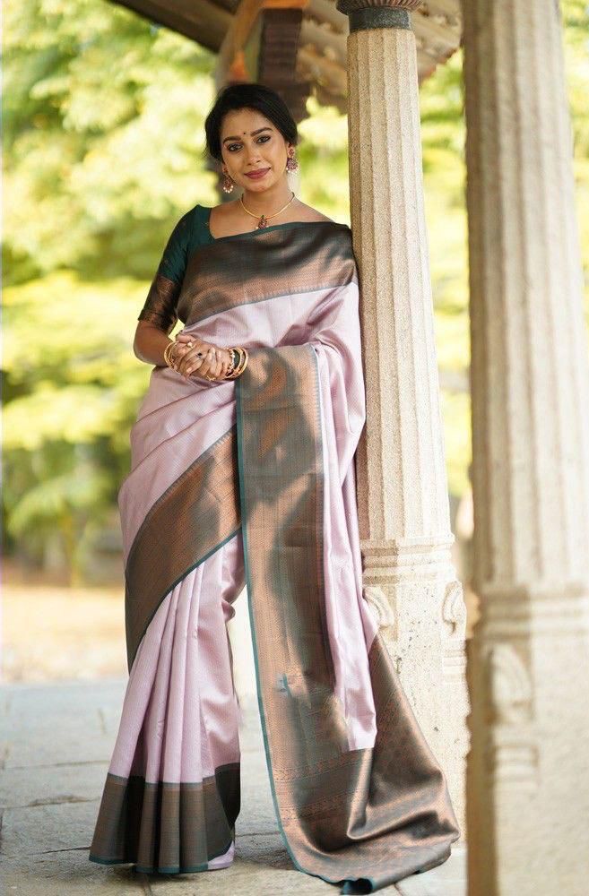 Gorgeous Baby Pink Soft Silk Saree With Graceful Blouse Piece