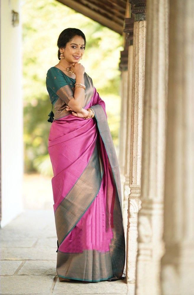 Radiant Pink Soft Silk Saree With Graceful Blouse Piece
