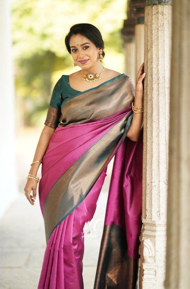 Radiant Pink Soft Silk Saree With Graceful Blouse Piece