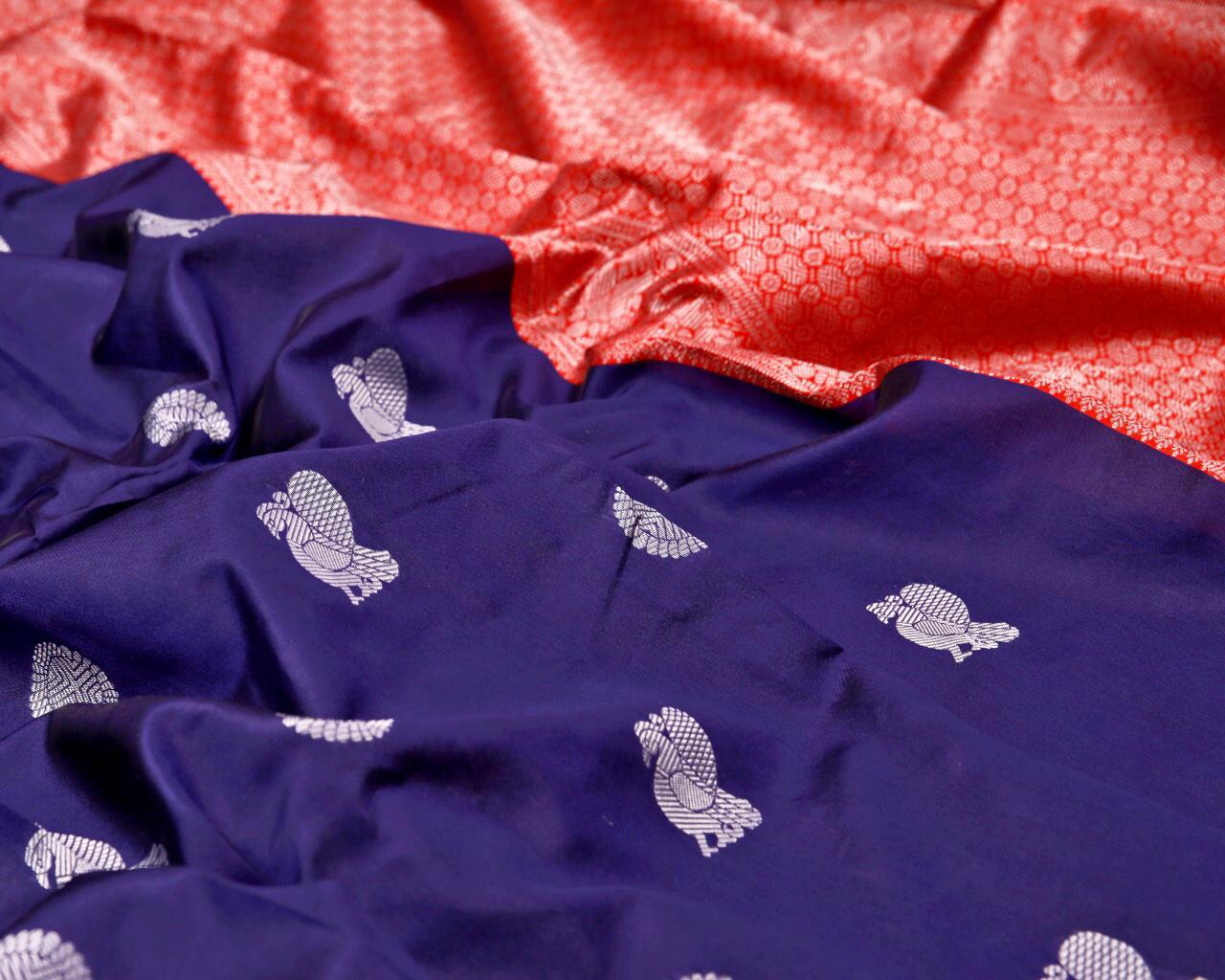 Delightful Blue Soft Silk Saree With Pretty Blouse Piece