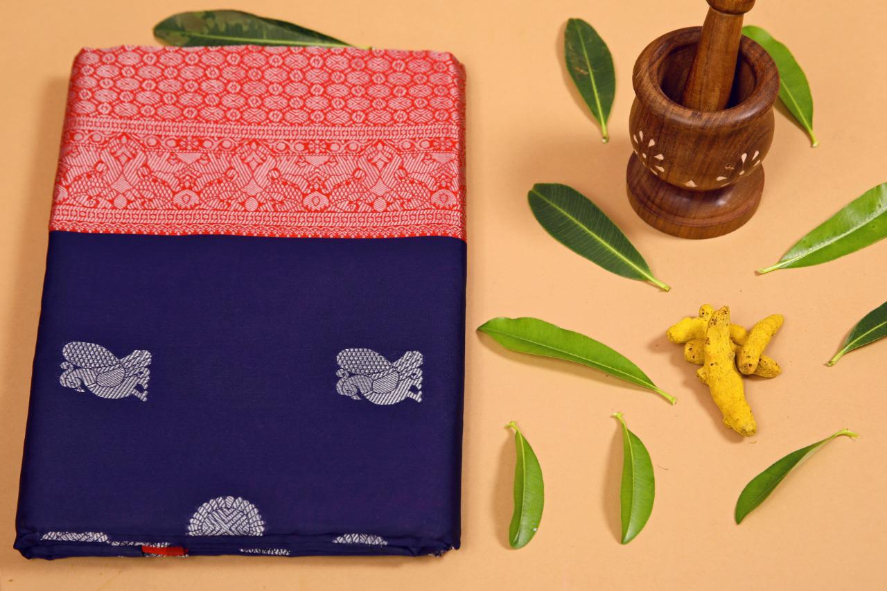 Delightful Blue Soft Silk Saree With Pretty Blouse Piece