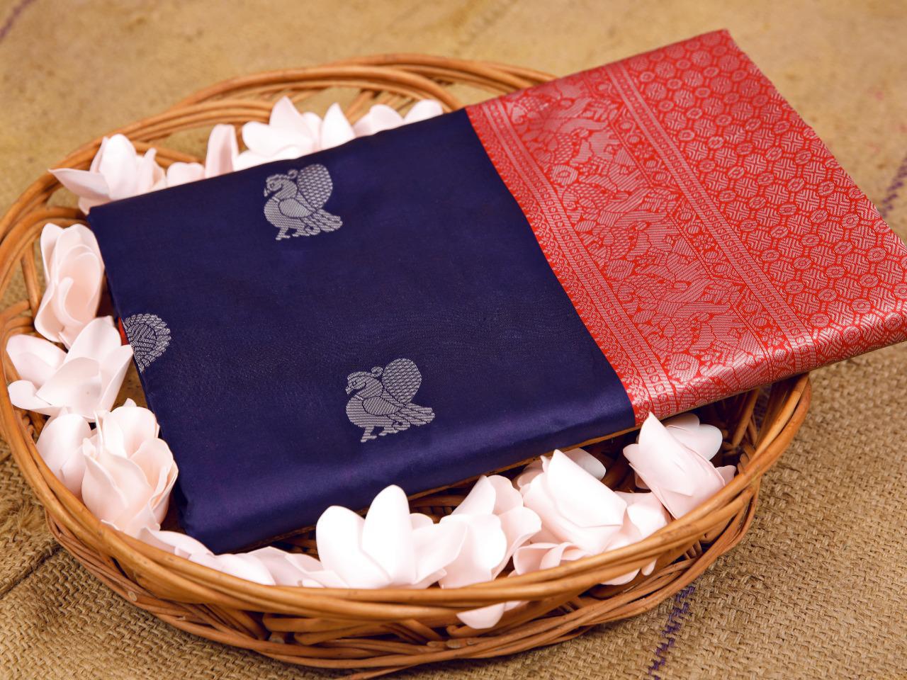 Delightful Blue Soft Silk Saree With Pretty Blouse Piece